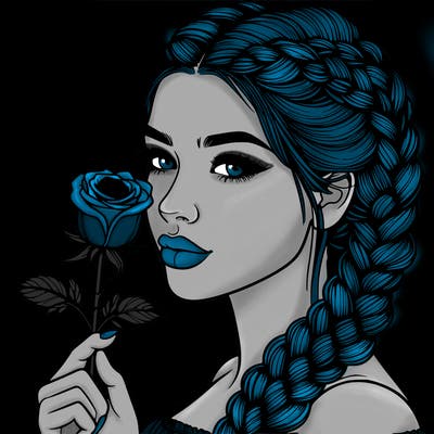 realistic woman with braids holding a single rose