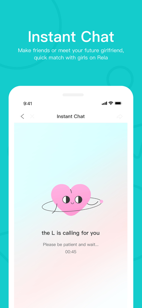 The L app instant chat screen featuring a pink heart icon and a matching message for queer women