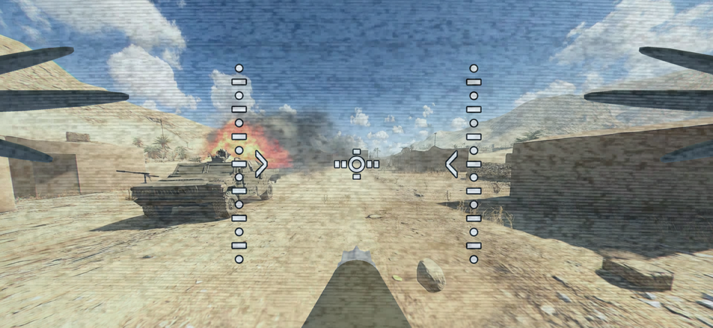 Vista in prima persona di un drone kamikaze che attacca un veicolo militare con un'esplosione