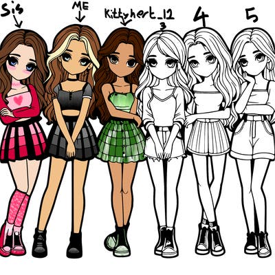 a group of girls realistic