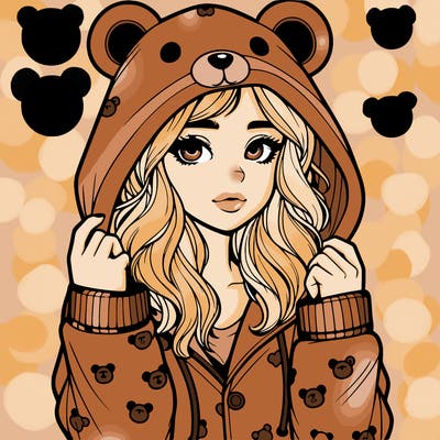 realistic girl in a animal pjs hoodie