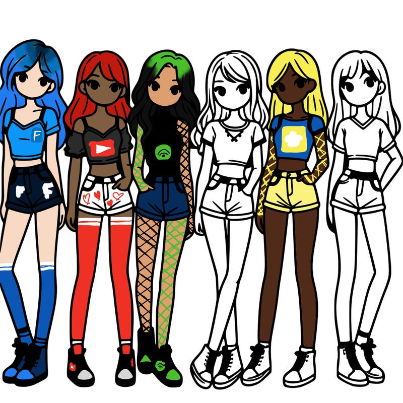 a group of girls wearing crop tops and shorts