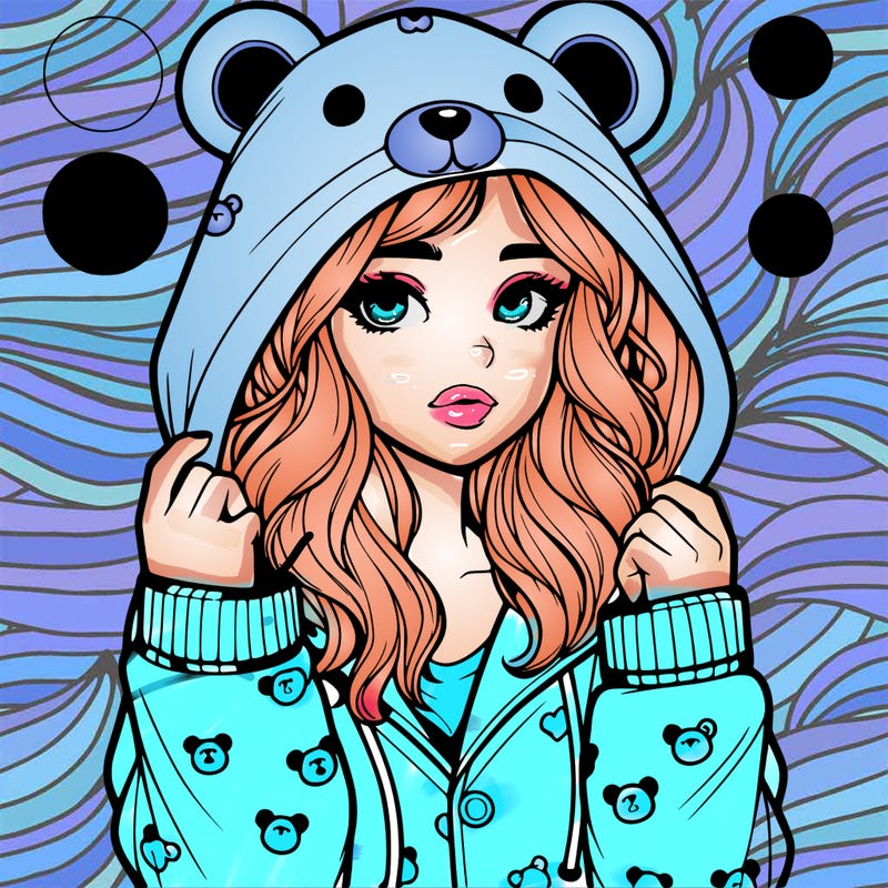 realistic girl in a animal pjs hoodie