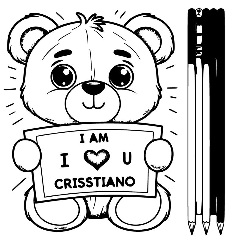 teddy bear holding i love you sign that says i am a cristiano