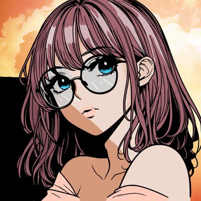 manga woman character with glasses and nice lips
