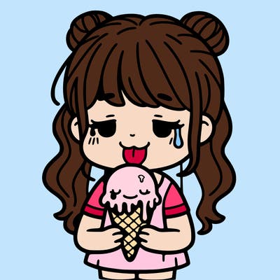 a girl holding a melting ice cream cone