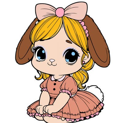 cute easter bunny girl realistic