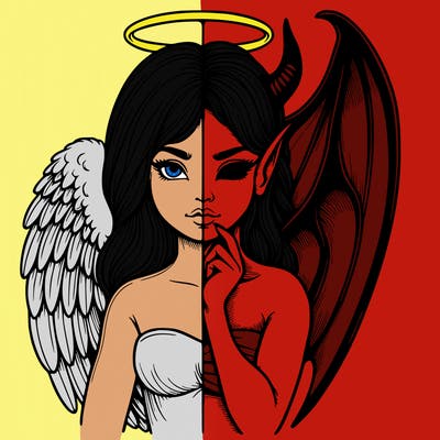 realistic angel half demon