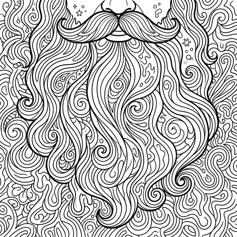 Experience a fresh take on holiday cheer with this intricate psychedelic Santa's beard coloring page. Its swirling patterns and unique design offer a wonderfully whimsical challenge for colorists of all ages.