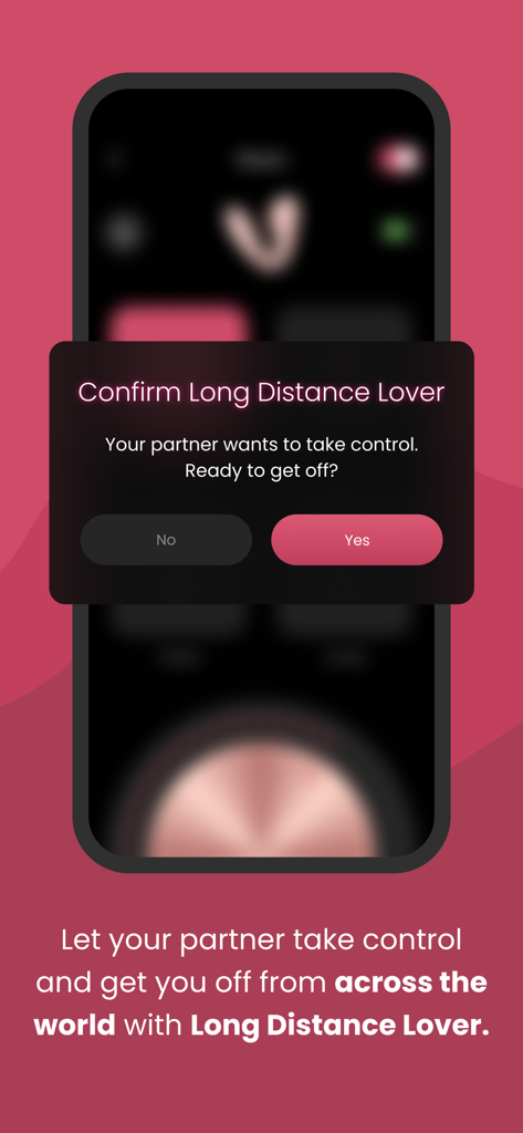 Vibes Only - Vibes Only app screenshot showing the Long Distance Lover remote partner control notification