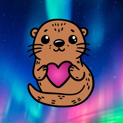 otter with a heart