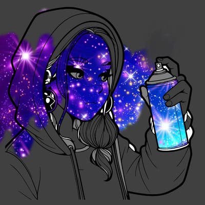 a realistic girl, spray painting