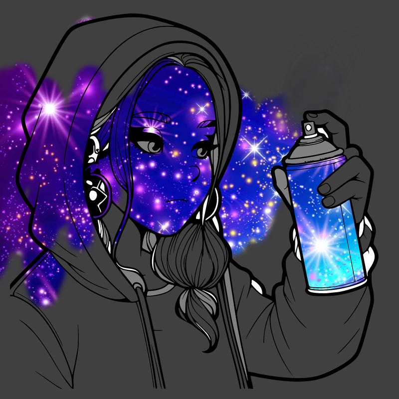 a realistic girl, spray painting