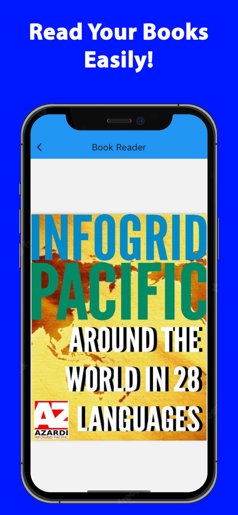 MOBI EPUB FB2 DJVU Reader Book - Ecrã do iPhone exibindo um ebook aberto intitulado Volta ao Mundo em 28 Línguas dentro da aplicação leitora de livros