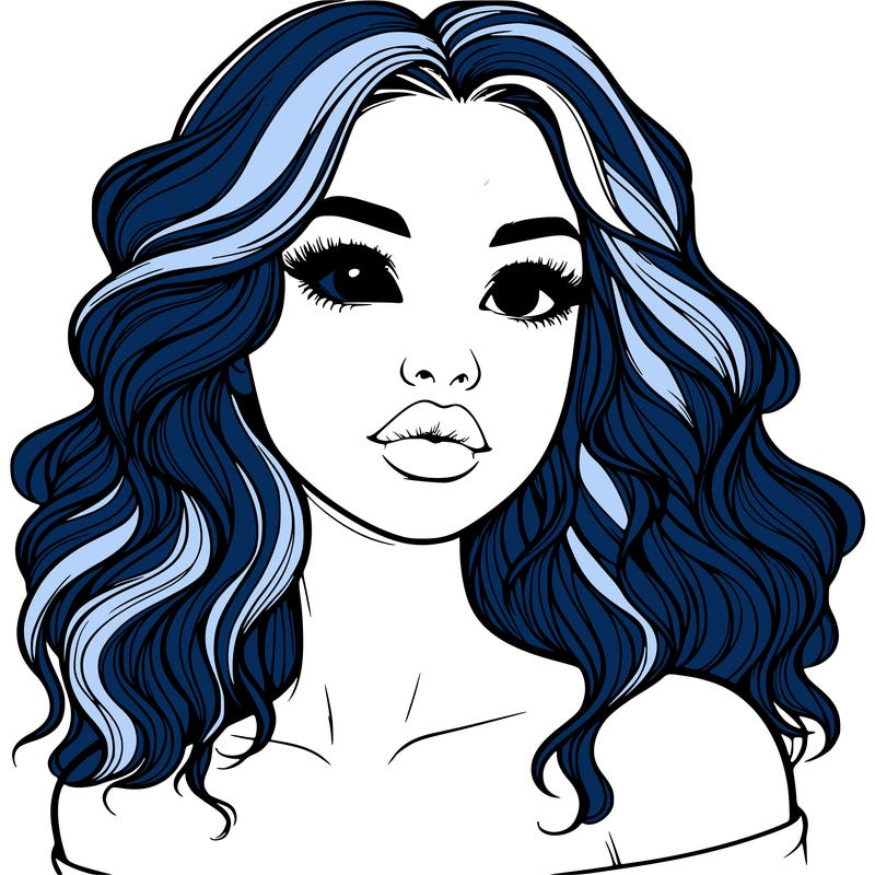 realistic girl with wavy hair and lips