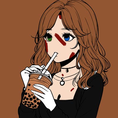 realistic girl drinking boba tea