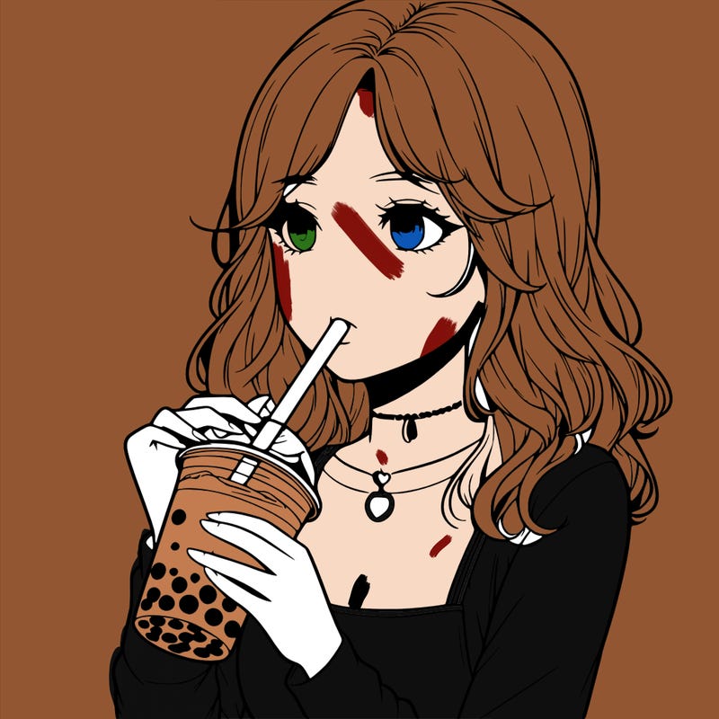 realistic girl drinking boba tea