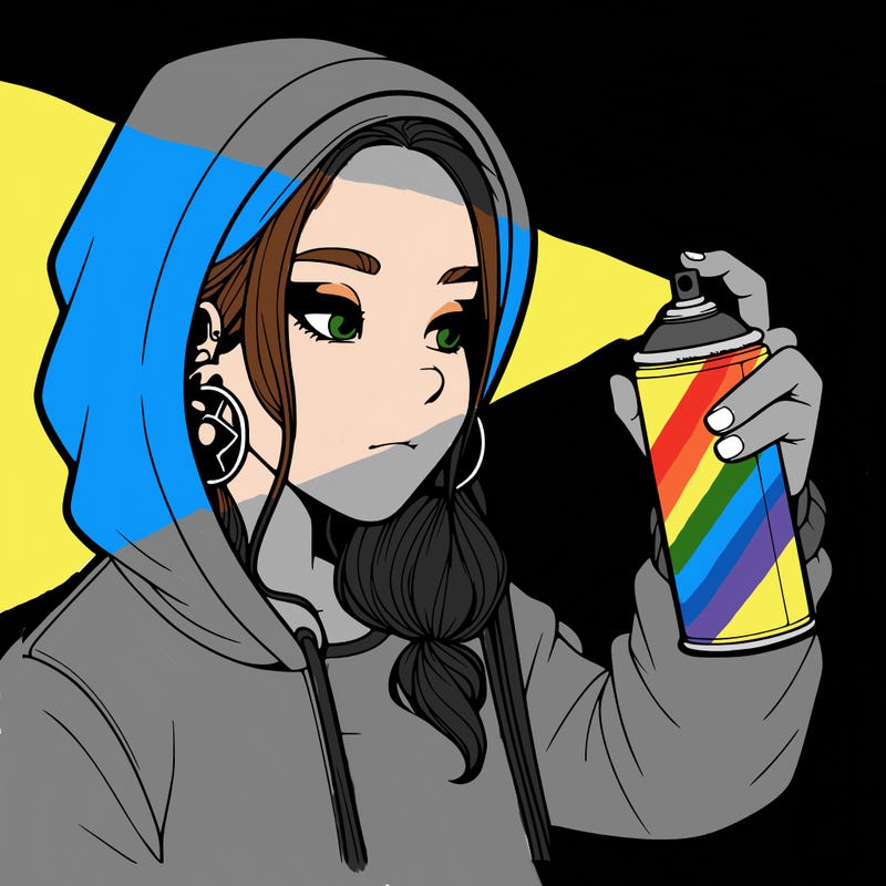 a realistic girl, spray painting