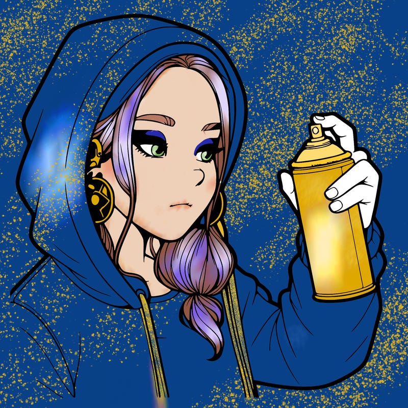 a realistic girl, spray painting