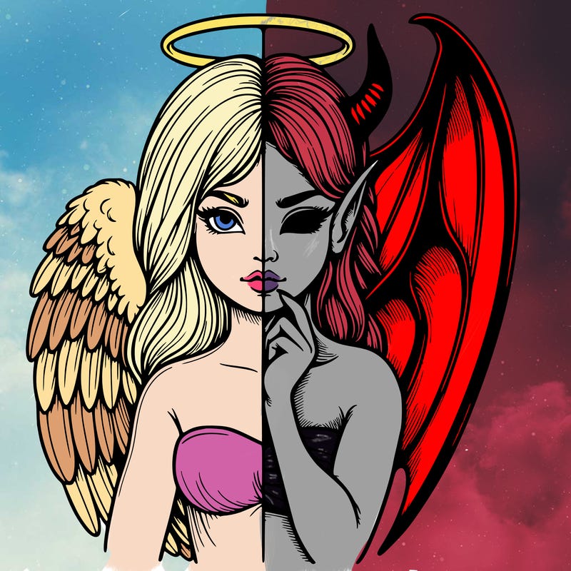 realistic angel half demon