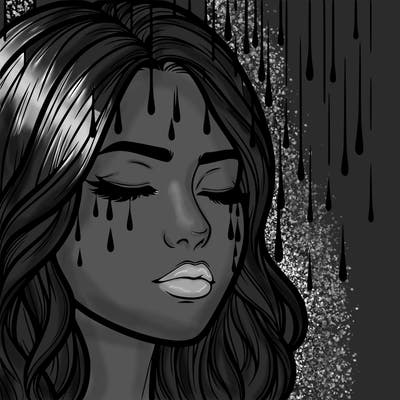 rain going over realistic woman’s face