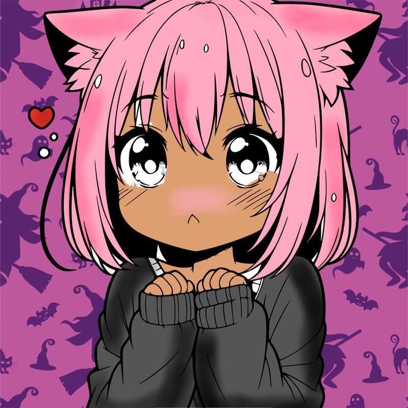 shy anime catgirl
