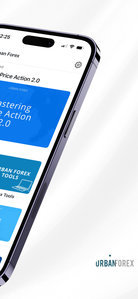 Urban Forex - Urban Forex mobile app interface showing Mastering Price Action 2.0 course on an iPhone