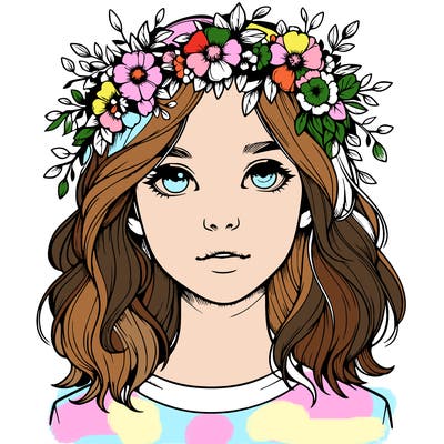 realistic girl with flower crown