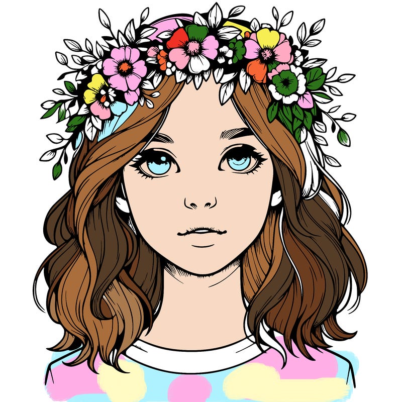 realistic girl with flower crown