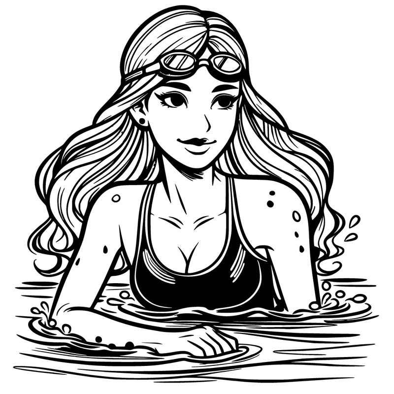 realistic girl swimmer