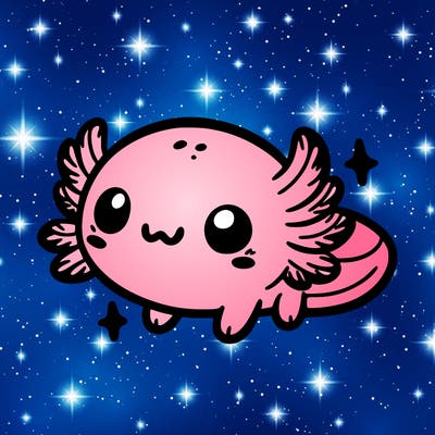 cute easy baby axolotl