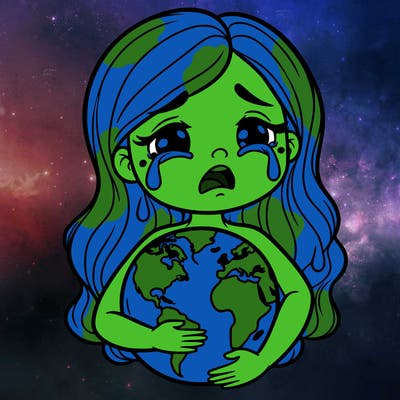 mother earth holding the earth and crying