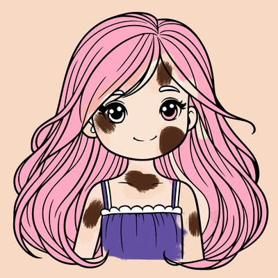 a nine years old girl with long hair