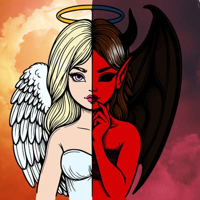 realistic angel half demon