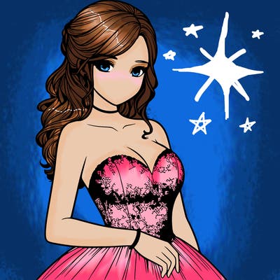 realistic girl in prom dress