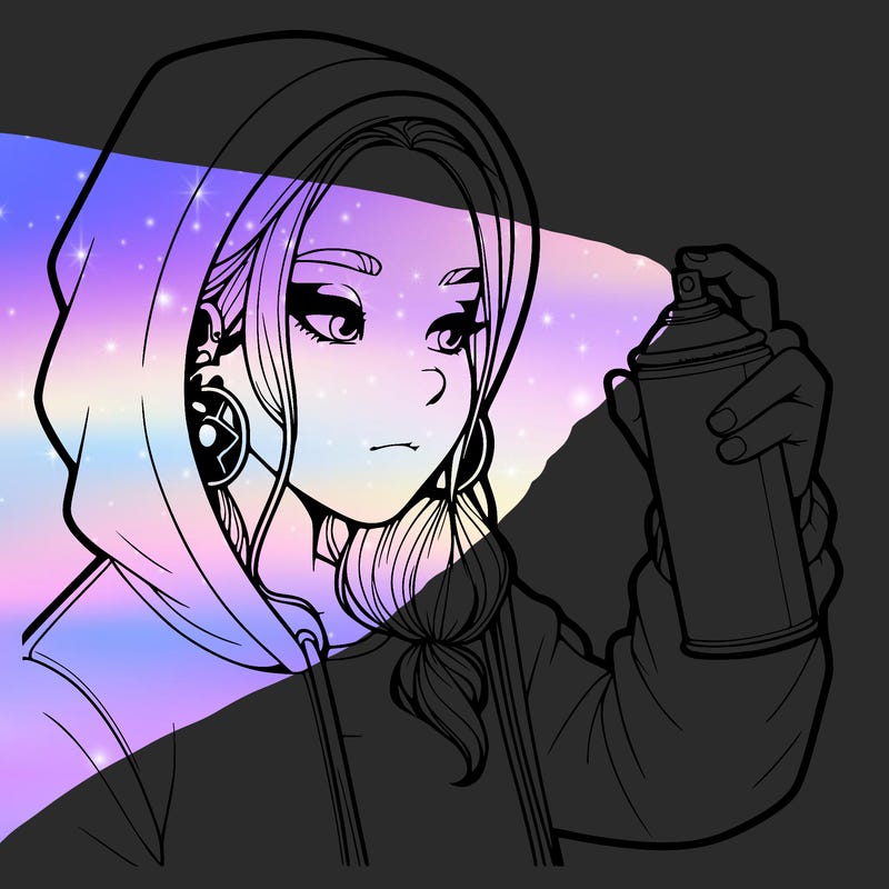 a realistic girl, spray painting