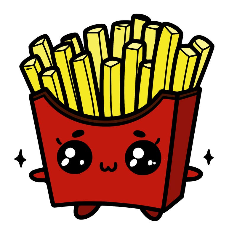 a cute. french fries
