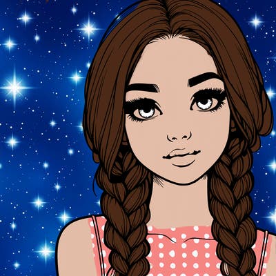 realistic girl with braids