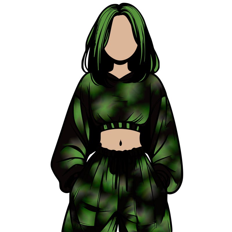 realistic girl faceless with baggy pants and a crop top