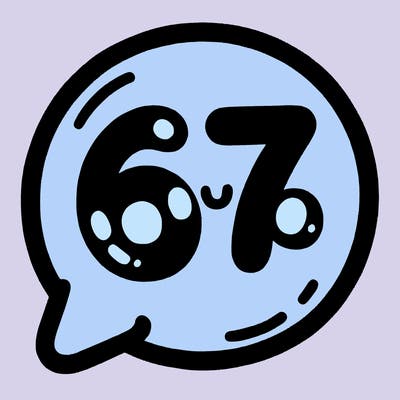 bubble that says 67