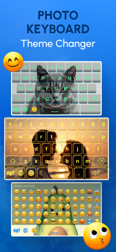 Photo Keyboard Theme Changer - Pelli di tastiera personalizzate utilizzando foto personali ed emoji carine