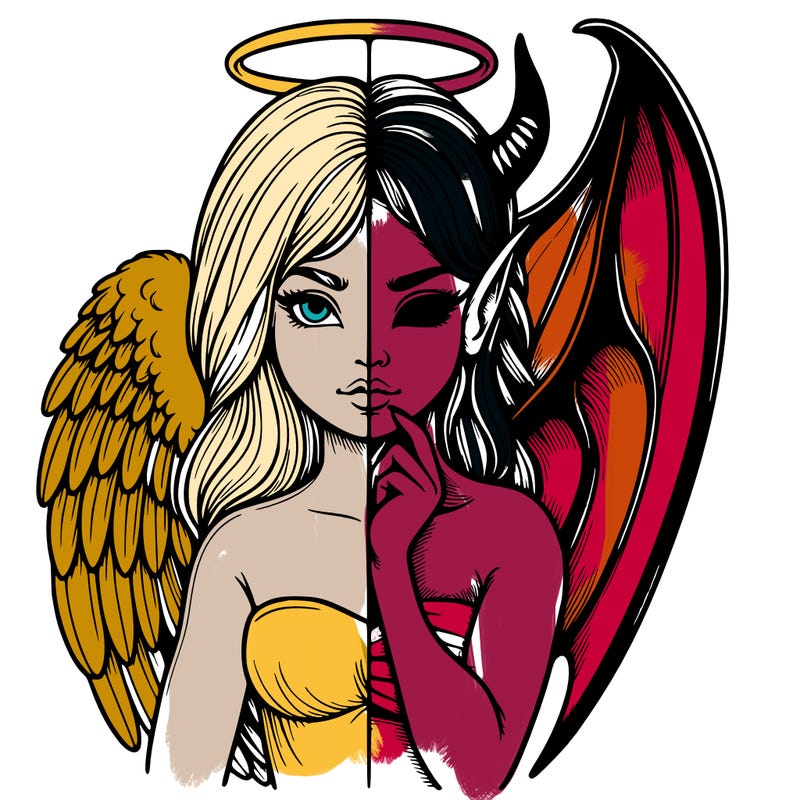 realistic angel half demon