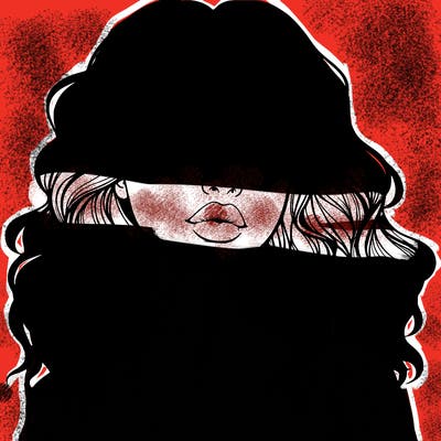 realistic girl with wavy hair and lips