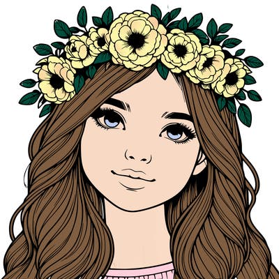 realistic girl with flower crown