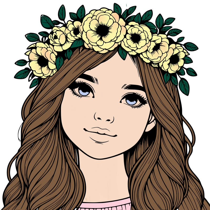 realistic girl with flower crown