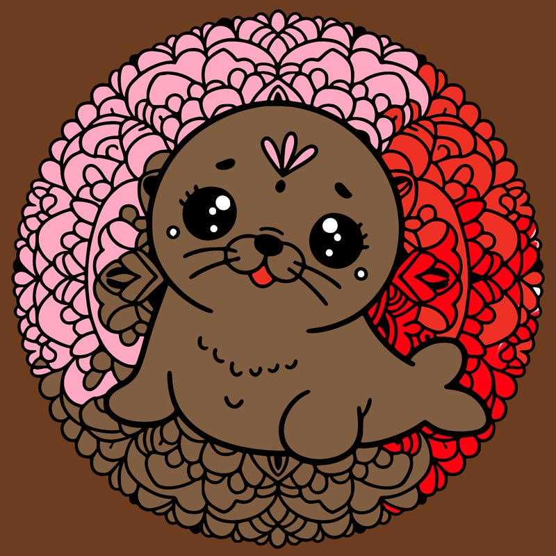 a cute baby seal mandala