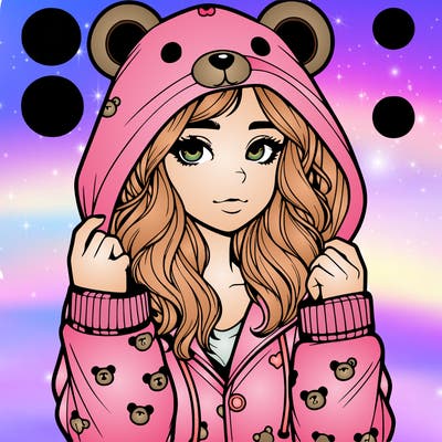 realistic girl in a animal pjs hoodie