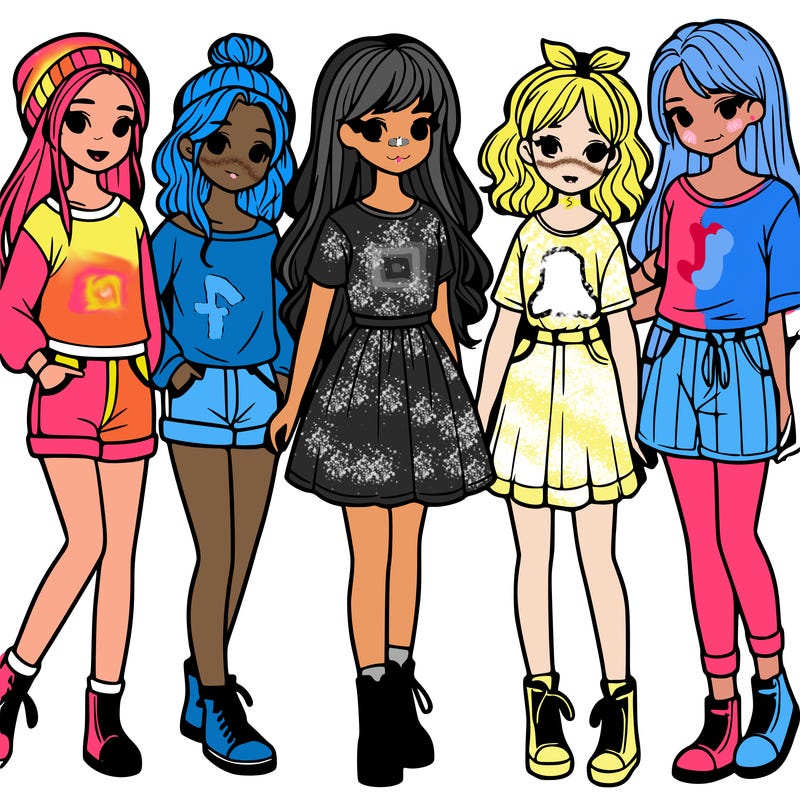 a group of five girls