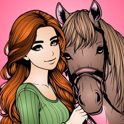 realistic girl with horse