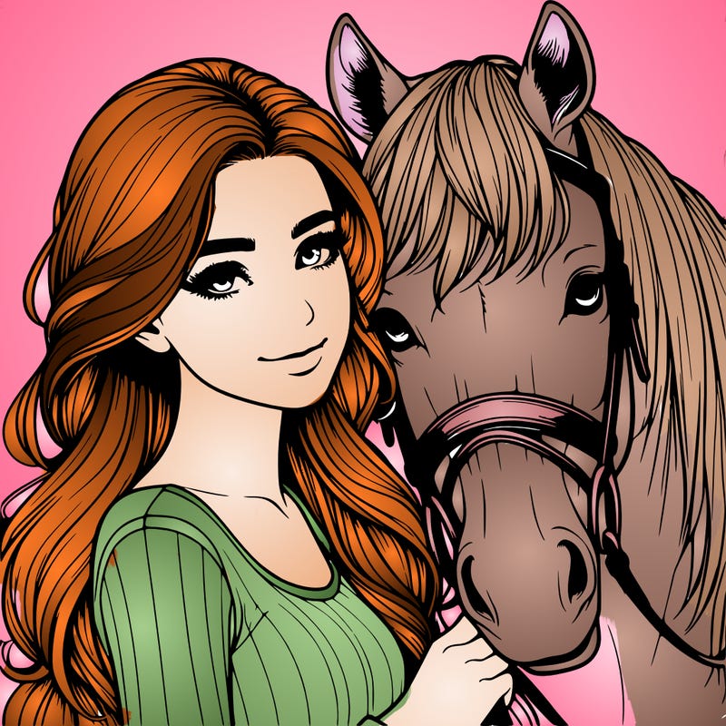 realistic girl with horse